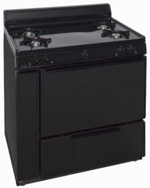 4 burner range with oven in black
